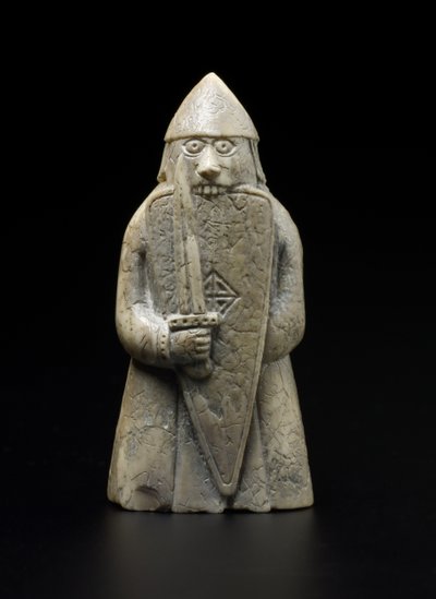 Lewis Chesspiece - Berserker (hvalross elfenben) av school Scandinavian