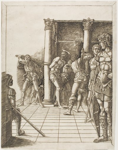 Kristi flising, med fortauet av school of Andrea Mantegna