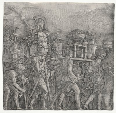 The Triumphs of Caesar: The Corselet Bearers av school of Andrea Mantegna