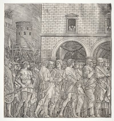 Cæsars triumfer: Senatorene av school of Andrea Mantegna