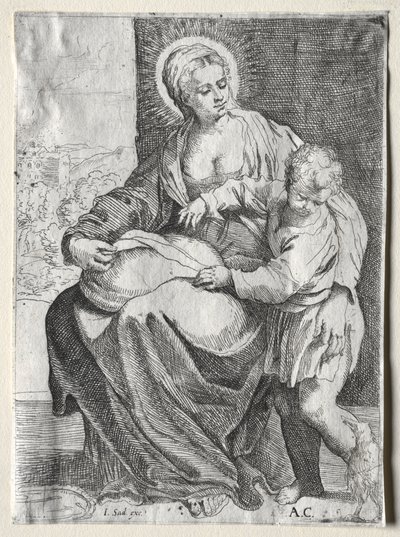 Madonna med den hvite ravnen av school of Annibale Carracci