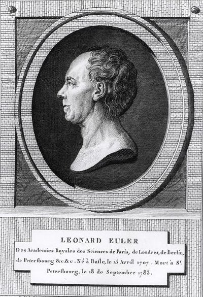 Portrett av Leonard Euler (1707-83) (gravering) (s/hvitt foto) av the Younger Dupin