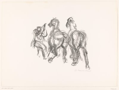Mann og hest av unknown (signed by artist)