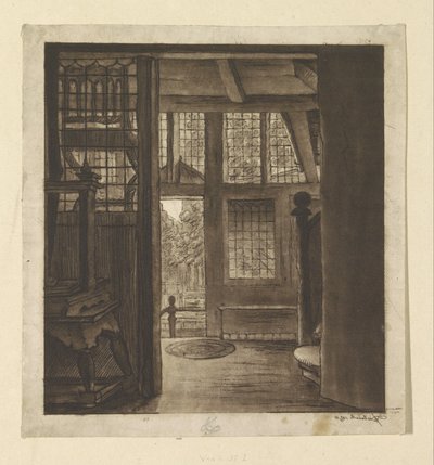 Interiør i Rembrandts hus av weduwe Dietrich
