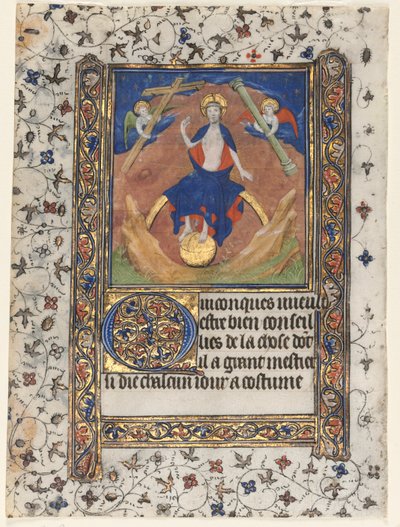 Blad fra en timebok: Kristus i dommen av workshop of Boucicaut Master