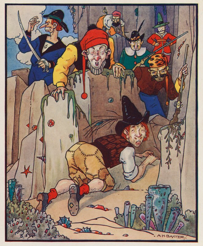 Illustrasjon for Gullivers reiser av Jonathan Swift (litho-farge) av (after) American School