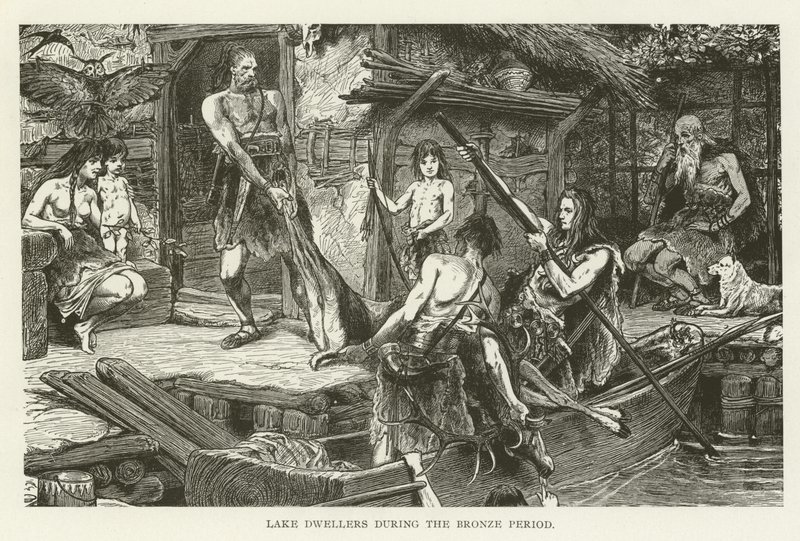 Lake Dwellers under bronseperioden (gravering) av (after) American School