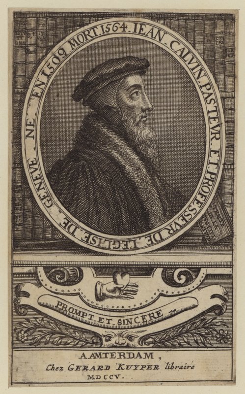 John Calvin , fransk teolog og pastor for den protestantiske reformasjonen (gravering) av (after) Dutch School