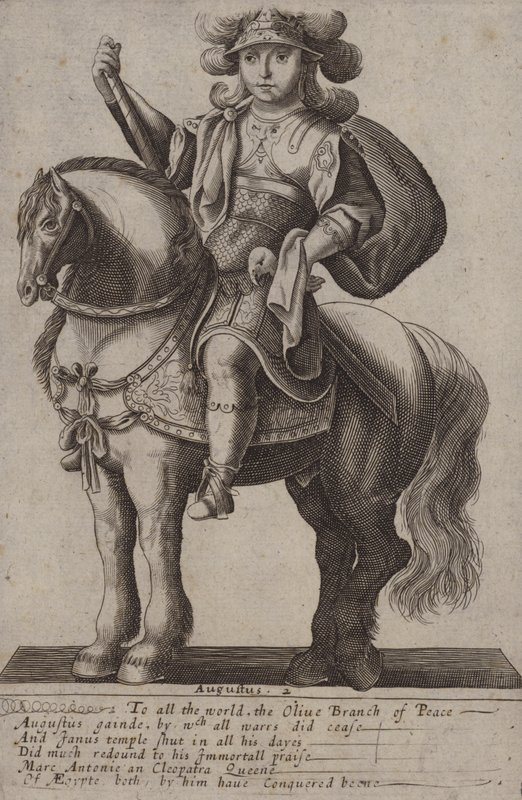 Augustus, romersk keiser (gravering) av (after) English School