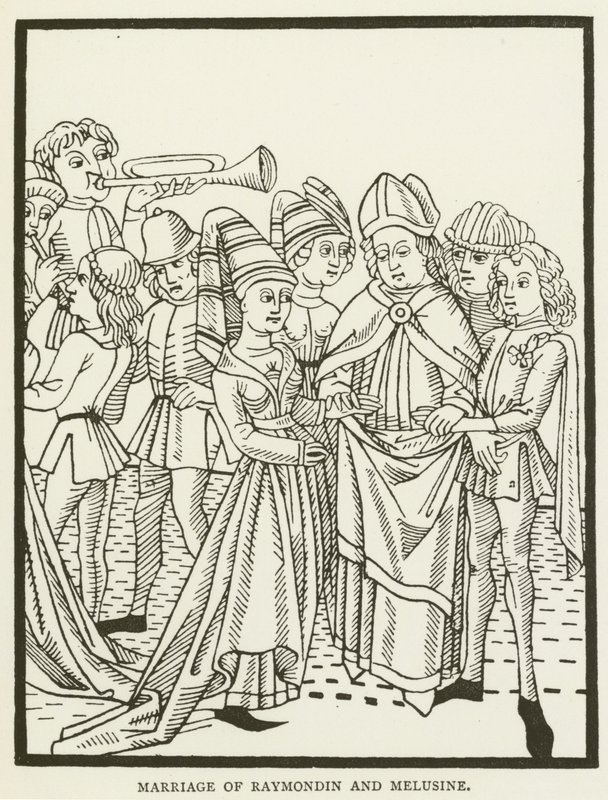 Ekteskap med Raymondin og Melusine (gravering) av (after) English School