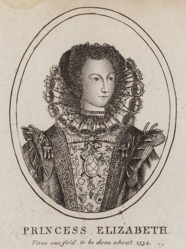 Prinsesse Elizabeth, datter av kong Henry VIII og Anne Boleyn (gravering) av (after) English School