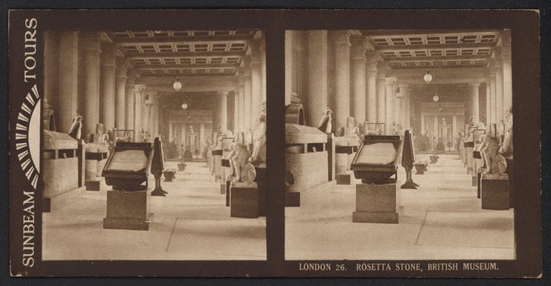 London, Rosetta Stone, British Museum (s/hvitt bilde) av (after) English photographer