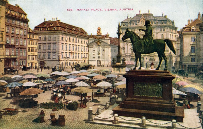 Market Place, Wien, Østerrike (fargebilde) av (after) English photographer