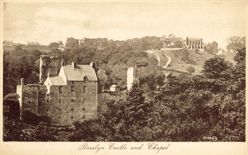 Rosslyn Castle and Chapel (s/hvitt bilde) av (after) English photographer