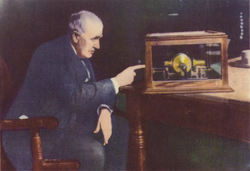Thomas Alva Edison (fargebilde) av (after) English photographer