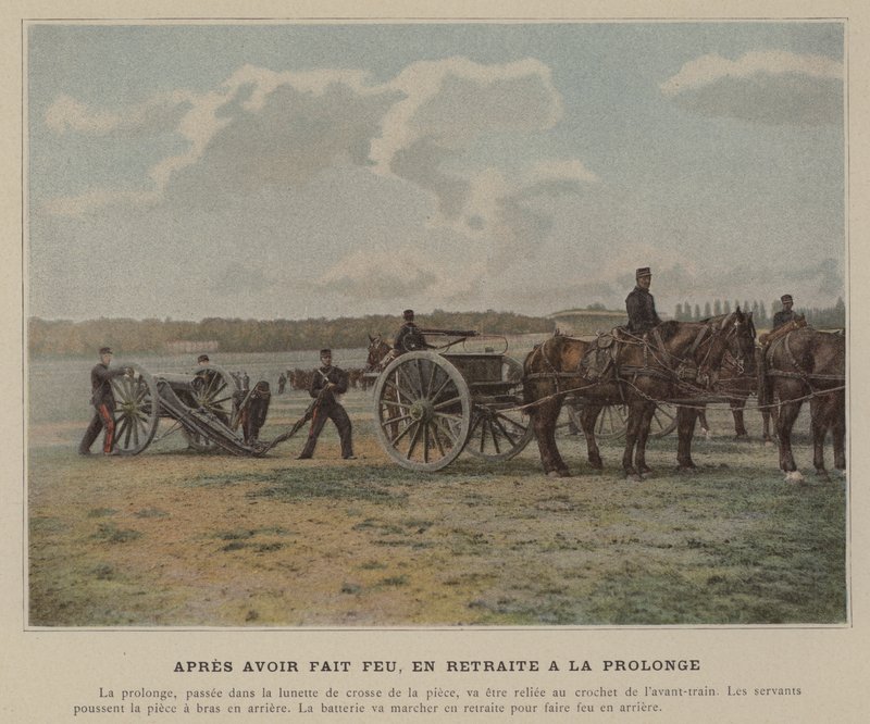Etter avfyring, tilbaketrekning til forlengelse (farget bilde) av (after) French Photographer