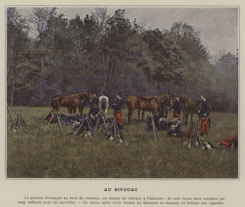 Au Bivouac (farget bilde) av (after) French Photographer