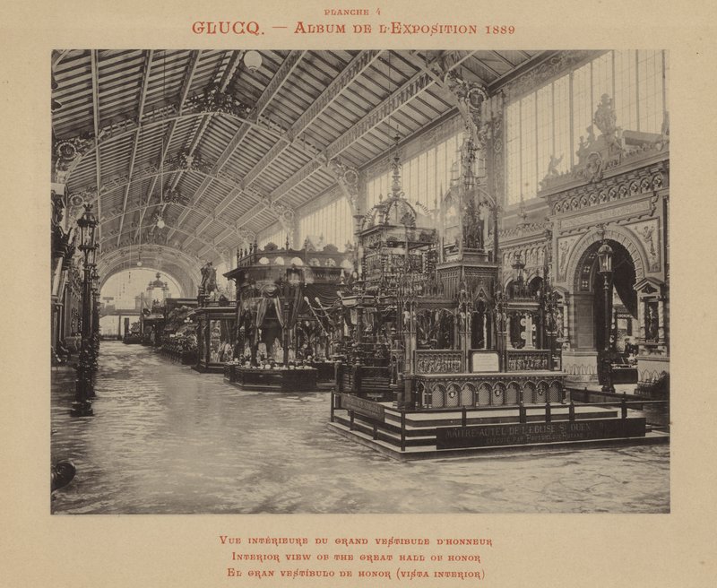 Innvendig utsikt over Great Hall of Honor (s/hvitt bilde) av (after) French Photographer