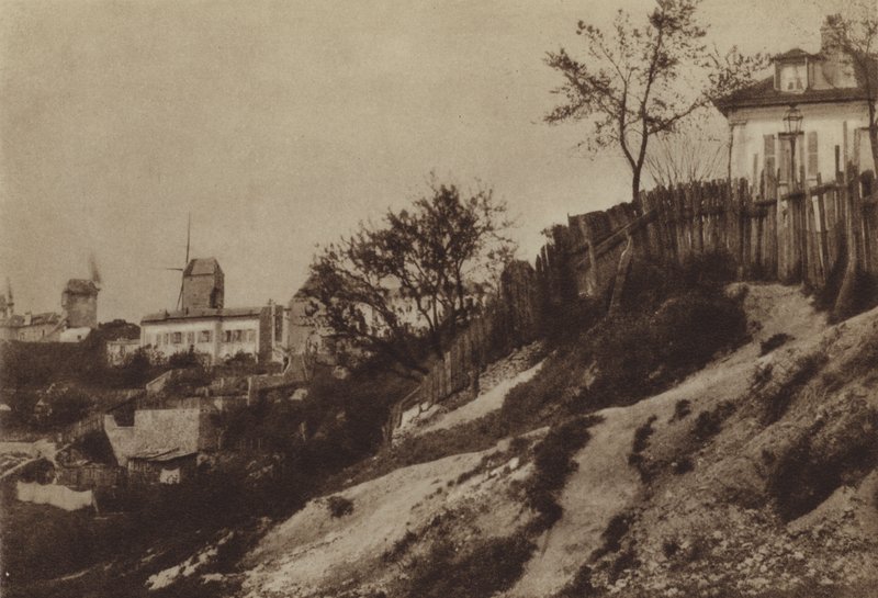 Hagene i Montmartre med vindmøllen med Blute-fin rundt 1860 (s/hvitt-bilde) av (after) French Photographer