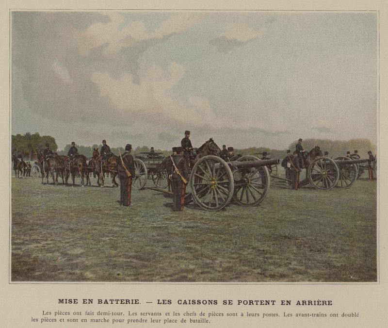 Sett inn batteri, The Caissons Go i ryggen (farget bilde) av (after) French Photographer
