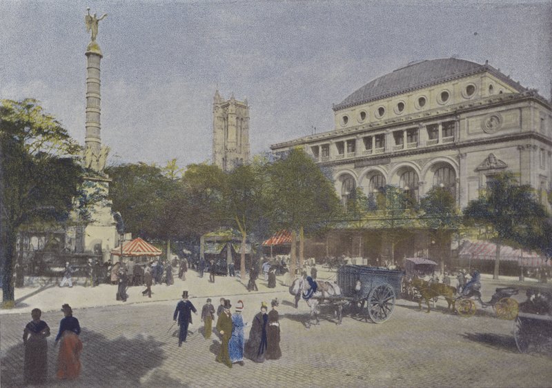 Paris, Place du Chatelet (farget bilde) av (after) French Photographer