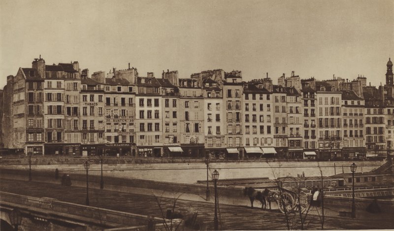 Quai Le Pelletier rundt 1855, nå en del av Quai de Gesvres (s/hv-bilde) av (after) French Photographer