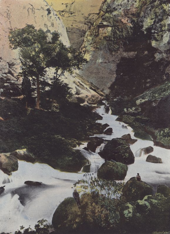 Kilde til Sorgue ved Fontaine de Vaucluse (farget bilde) av (after) French Photographer