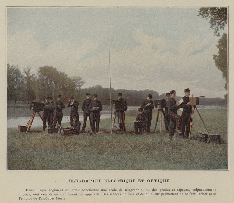 Elektrisk og optisk telegrafi (farget bilde) av (after) French Photographer