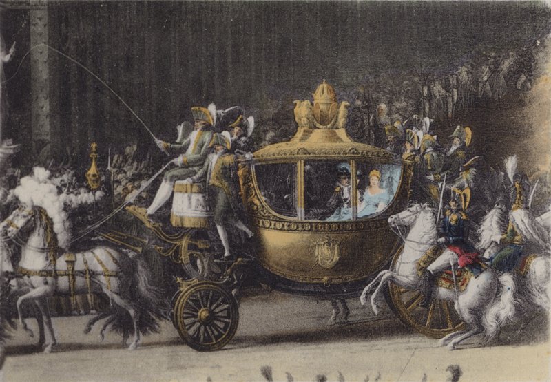 Transport av Napoleon 1, 2. april 1810, Transport av Napoleon 1, 2. april 1810 (farget bilde) av (after) French Photographer