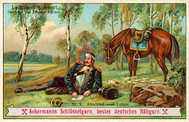 Farvel til livet (chromolitho) av (after) German School