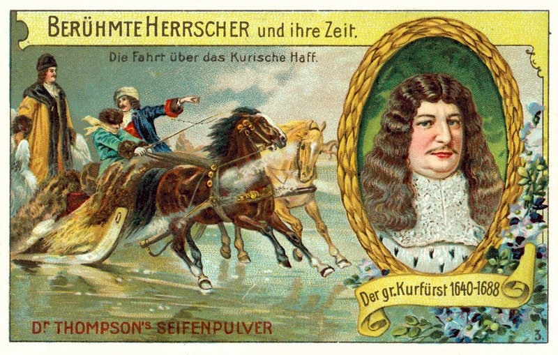 Frederick William, kurfyrst av Brandenburg, krysser den frosne kuriske lagunen av (after) German School
