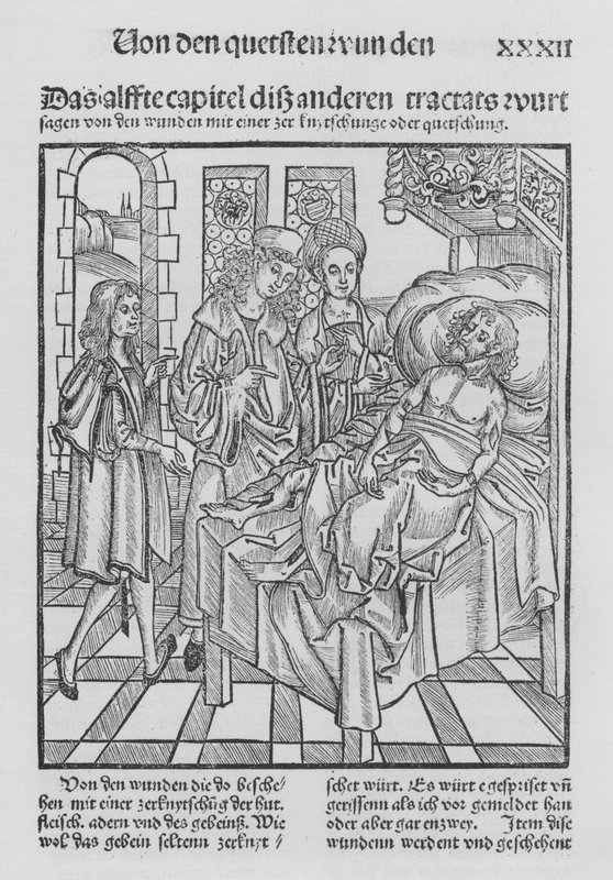 The Book of Cirurgia av Hieronymus Brunschwig (litho) av (after) German School