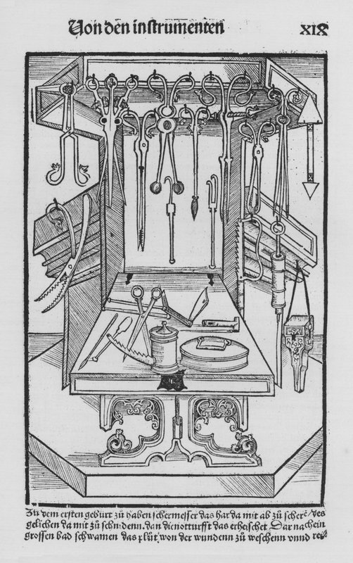 The Book of Cirurgia av Hieronymus Brunschwig (litho) av (after) German School