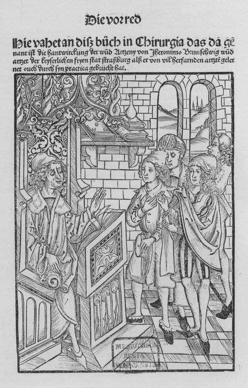 The Book of Cirurgia av Hieronymus Brunschwig (litho) av (after) German School