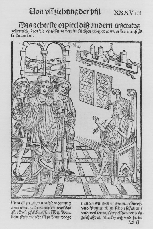 The Book of Cirurgia av Hieronymus Brunschwig (litho) av (after) German School