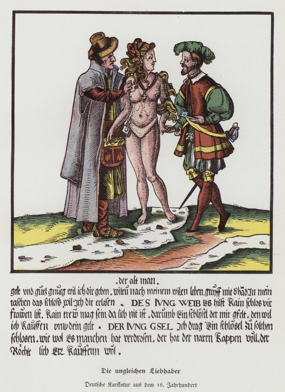 The Unequal Lovers, tysk tegneserie av (after) German School