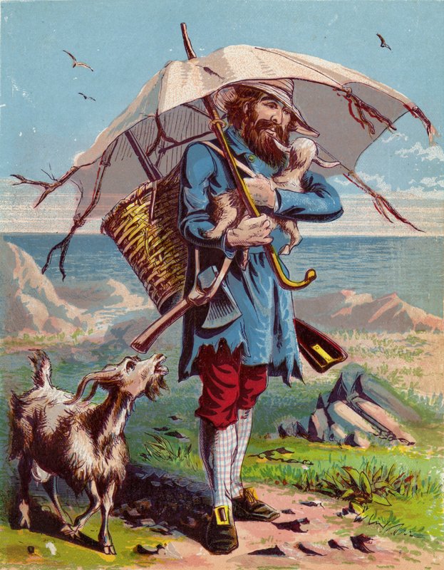 Illustrasjon for Robinson Crusoe av American School