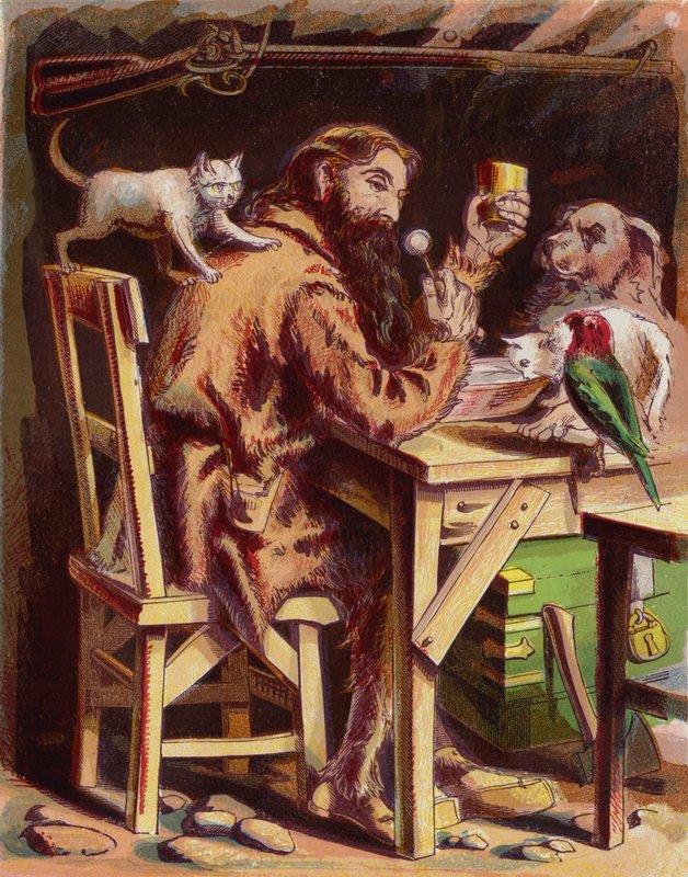 Illustrasjon for Robinson Crusoe av American School