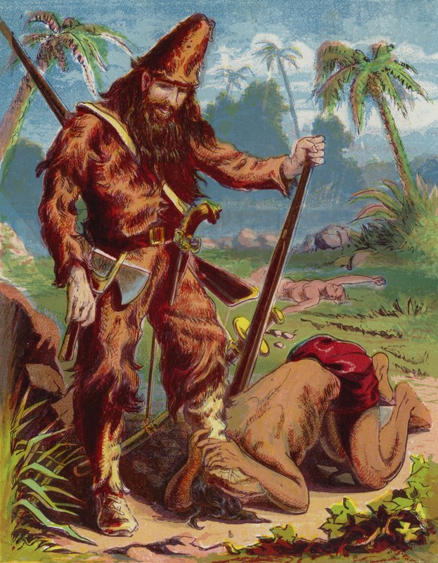 Illustrasjon for Robinson Crusoe av American School