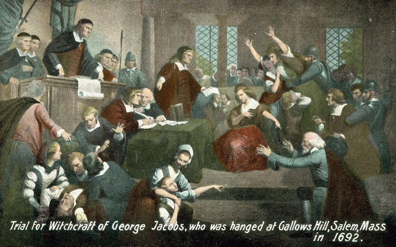 Rettssak for hekseri mot George Jacobs, som ble hengt i Gallows Hill, Salem, Massachusetts, USA, i 1692 av American School