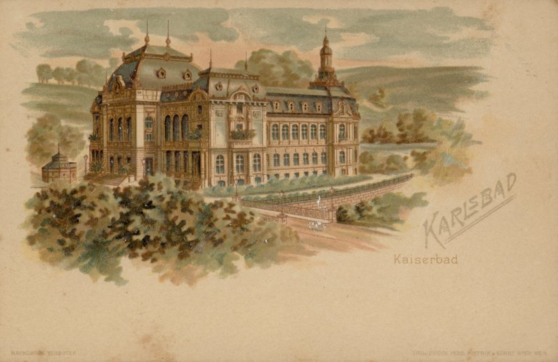 Kaiserbad spa i Karlsbad (Karlovy Vary), østerriksk-ungarske riket, 1800-tallet av Austrian School