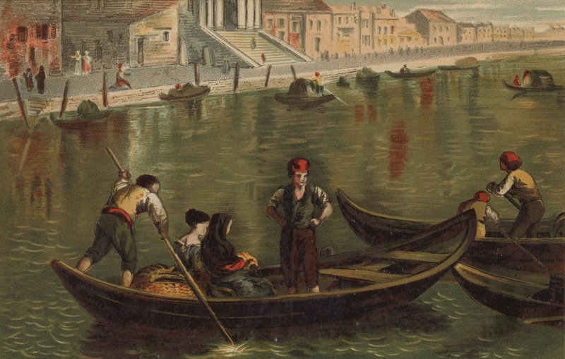 Gondol på Canal Grande, Venezia av English School