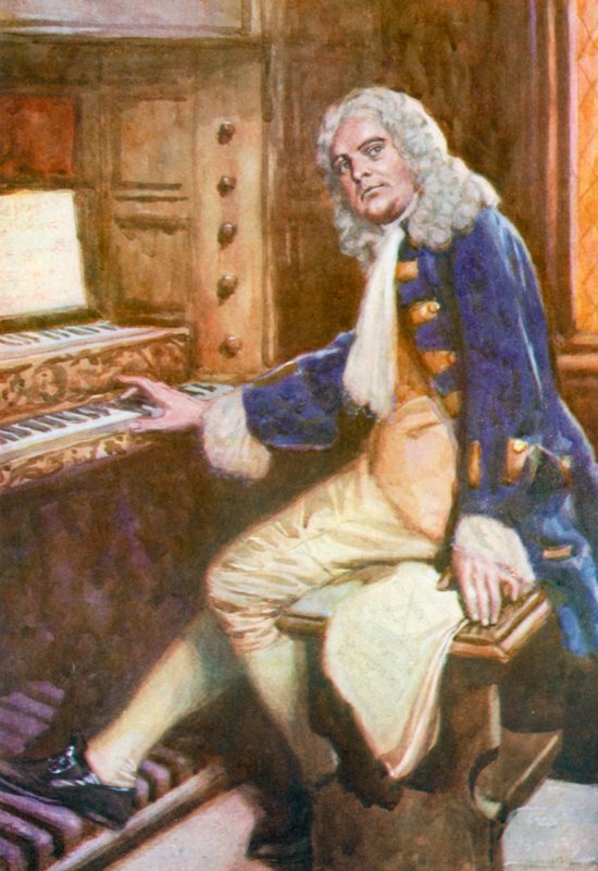 Händel, arbeider med Hallelujah-koret av English School