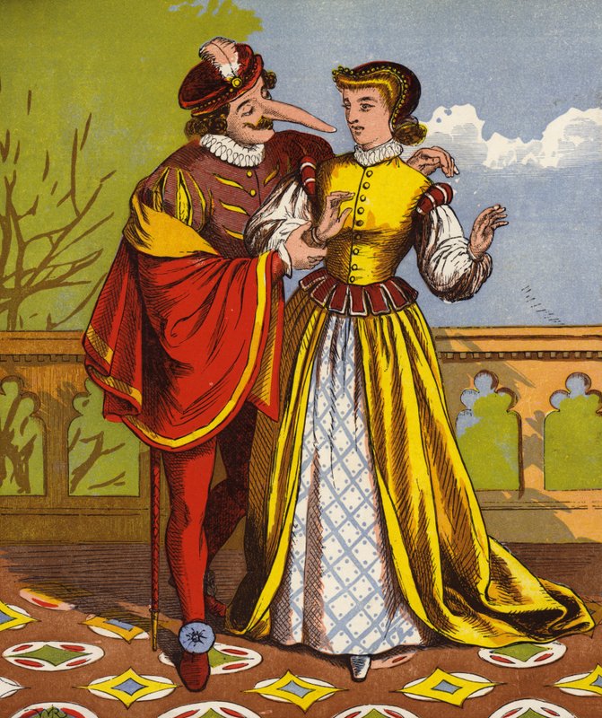 Mann med lang nese, muligens Cyrano De Bergerac av English School
