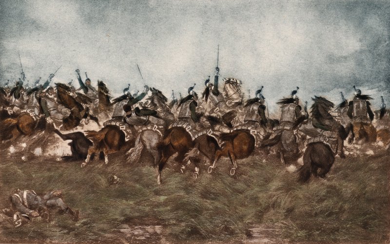 The Old Guard at Waterloo (fargefotogravyr) av English School