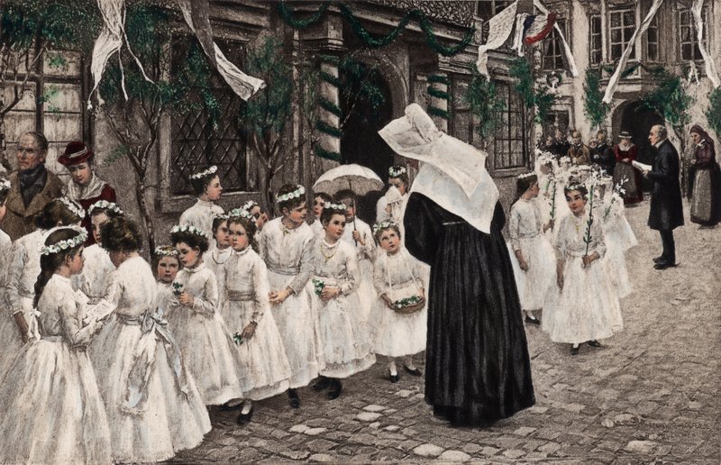 Katolsk prosesjon (fotogravyr i farger) av European School