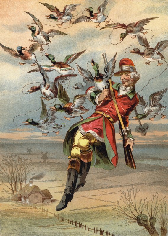 Illustrasjon for Adventures of Baron Munchausen av European School