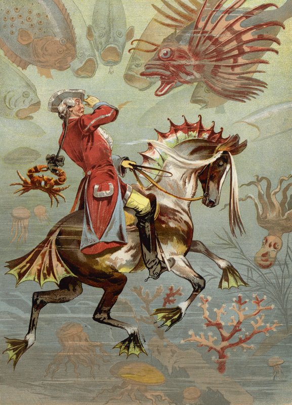 Illustrasjon for Adventures of Baron Munchausen av European School