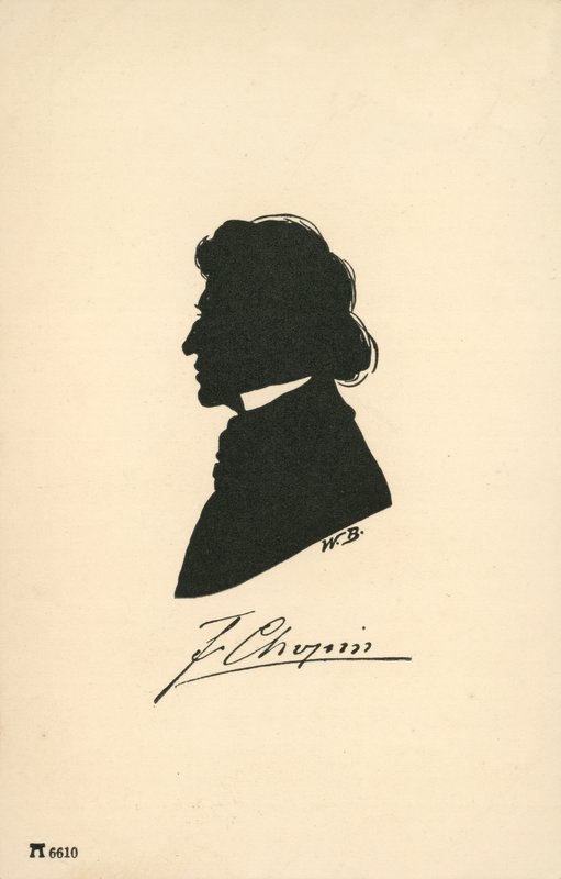 Silhuett av Frederic Chopin av European School