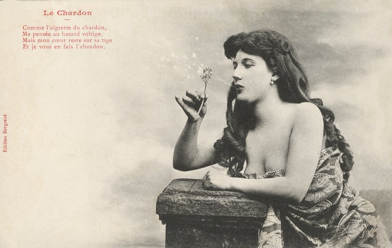 Jente som blåser en løvetann av French Photographer